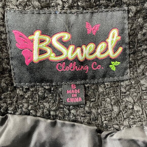 B Sweet Women's Wool Blend Tweed Coat Jacket Zip with Zipper Pockets Sz Small - Picture 4 of 5